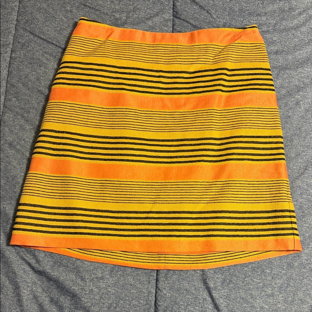 LOFT Striped Tan, Pink, Black Skirt